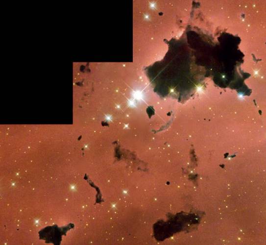 Глобулы Бока в туманности IC 2944.